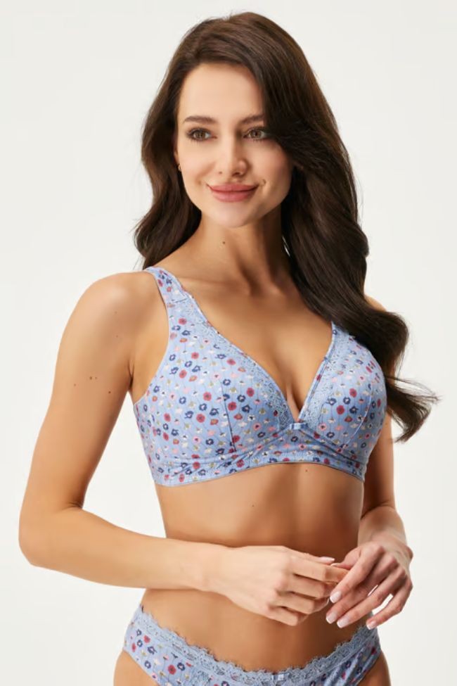 Sassa Soft Bra Non Wired Floral Print Blue Sassa - 4
