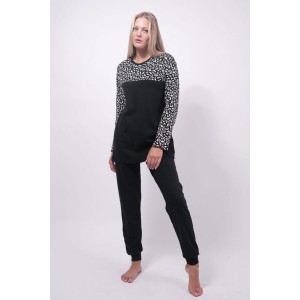 Cotton Pajamas Set Cherry Black Leo