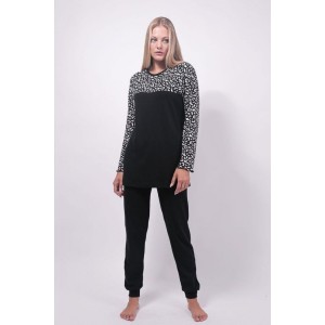 Cotton Pajamas Set Cherry Black Leo