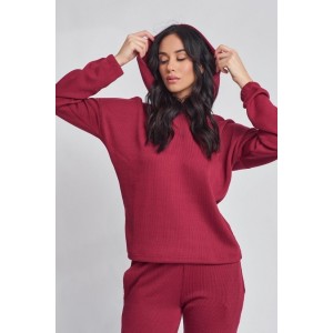 Knotty Ribbed Pajamas Set Burgundy