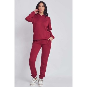 Knotty Ribbed Pajamas Set Burgundy