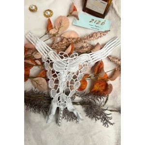 ZIZO White Butterfly Thong