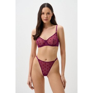 Senna Bow Printed Lingerie Set Purple