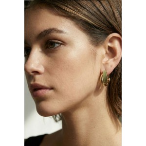 Olive Green C-Hoops Earrings