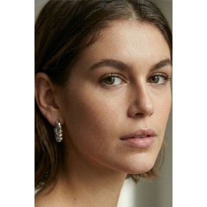 Chunky Croissant Stainless Steel | Silver Ribbed Hoops