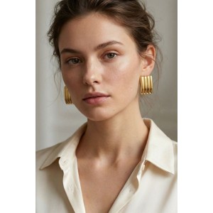 Vintage Style Bold Gold Studs Earrings