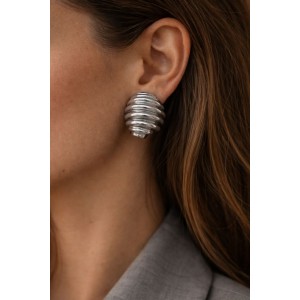 Chunky Silver Croissant Earrings