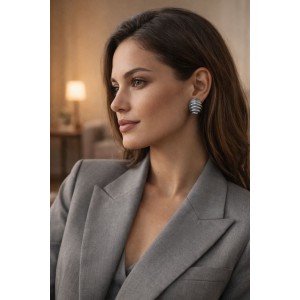 Chunky Silver Croissant Earrings