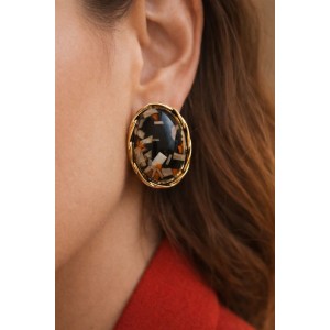 Vintage Black Terrazzo Ovals Dark Chic