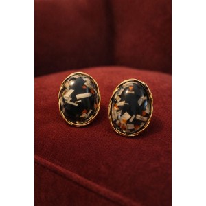 Vintage Black Terrazzo Ovals Dark Chic