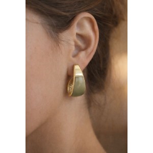 Vintage Sage Green C Hoops