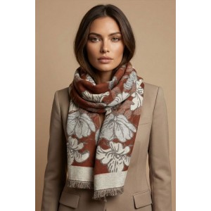 Double Scarf Pattern VI Brown Floral
