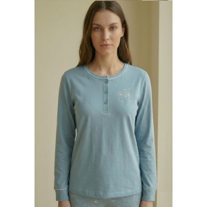 Cotton Pyjamas Set Light Blue