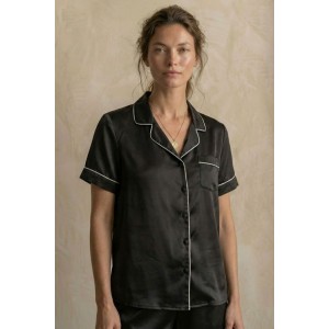 Themis Blue-Black Satin Pyjamas Set